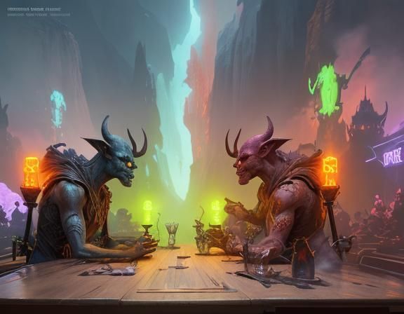 Goblins Enjoying Cocktails in Vibrant Digital Art