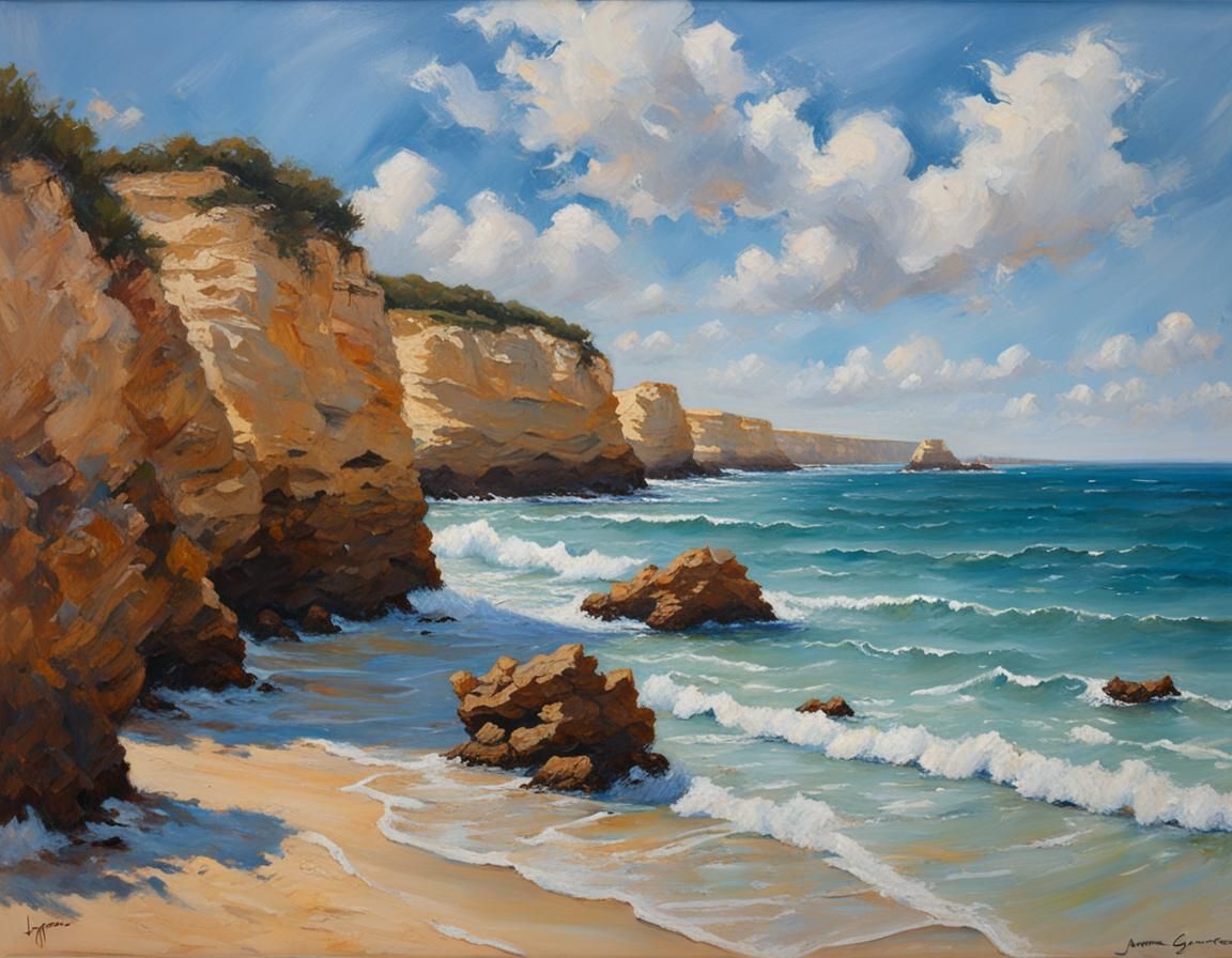Carvoeira Beach Oil Painting on a Beautiful Day