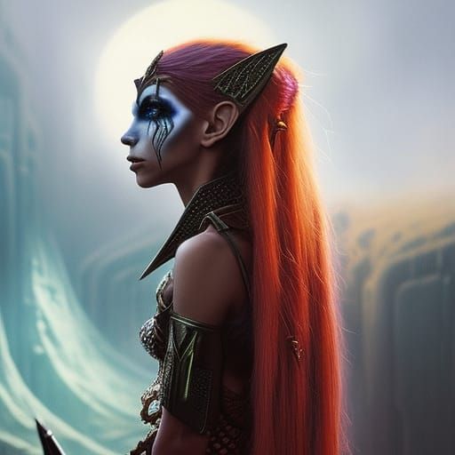 Sinister Elf in Wasteland Punk Fantasy Style