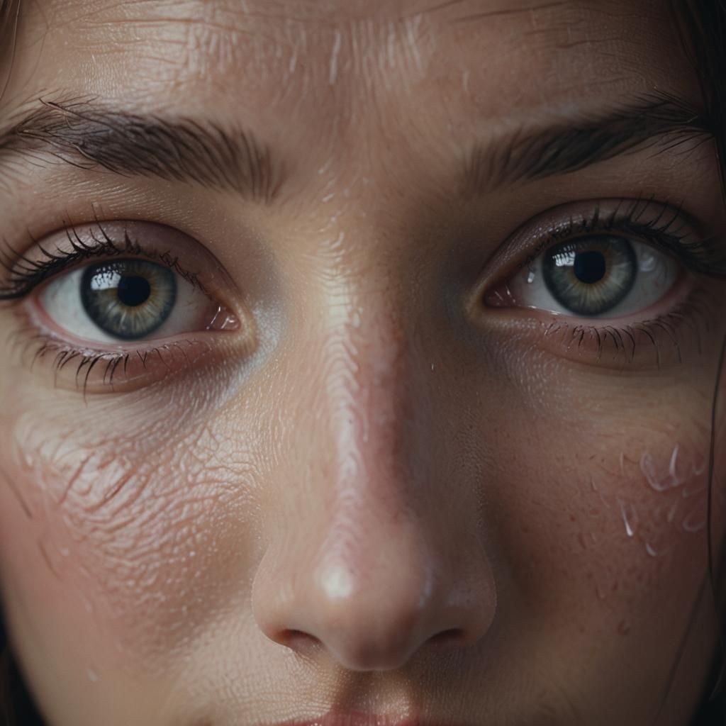 Emotional Close-up of Tearful Eyes in Cinematic Style