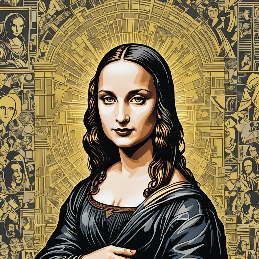 Mona Lisa Pop Art in Lichtenstein Style