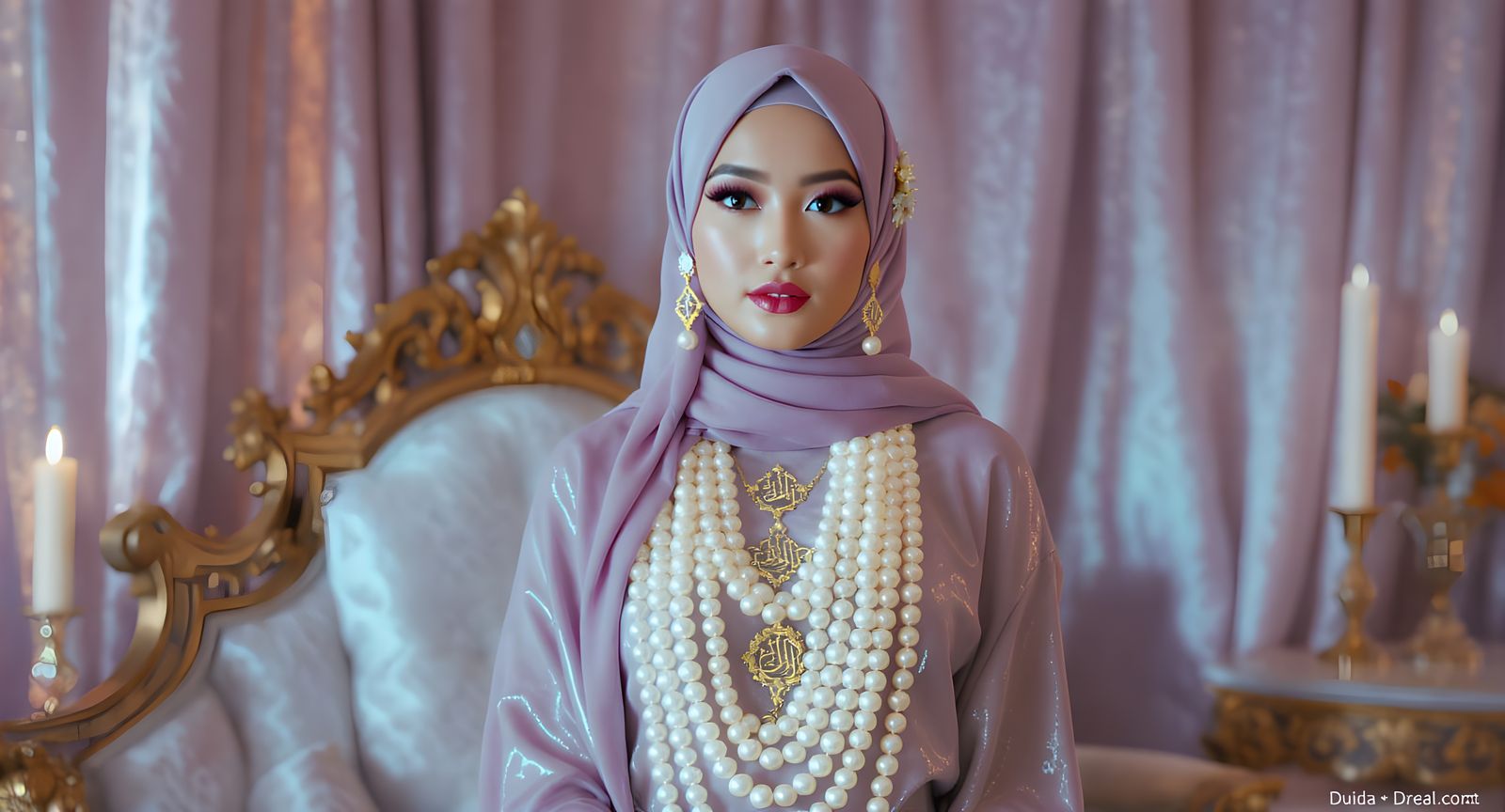 Hijab Fashion: Shiny Jumpsuit with Pearl Body Chain