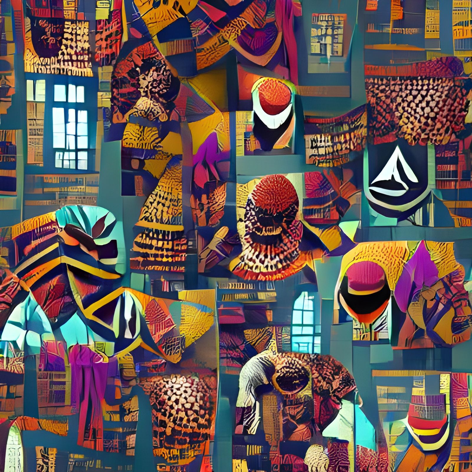 Congolese Textiles and Architecture Collage in HD