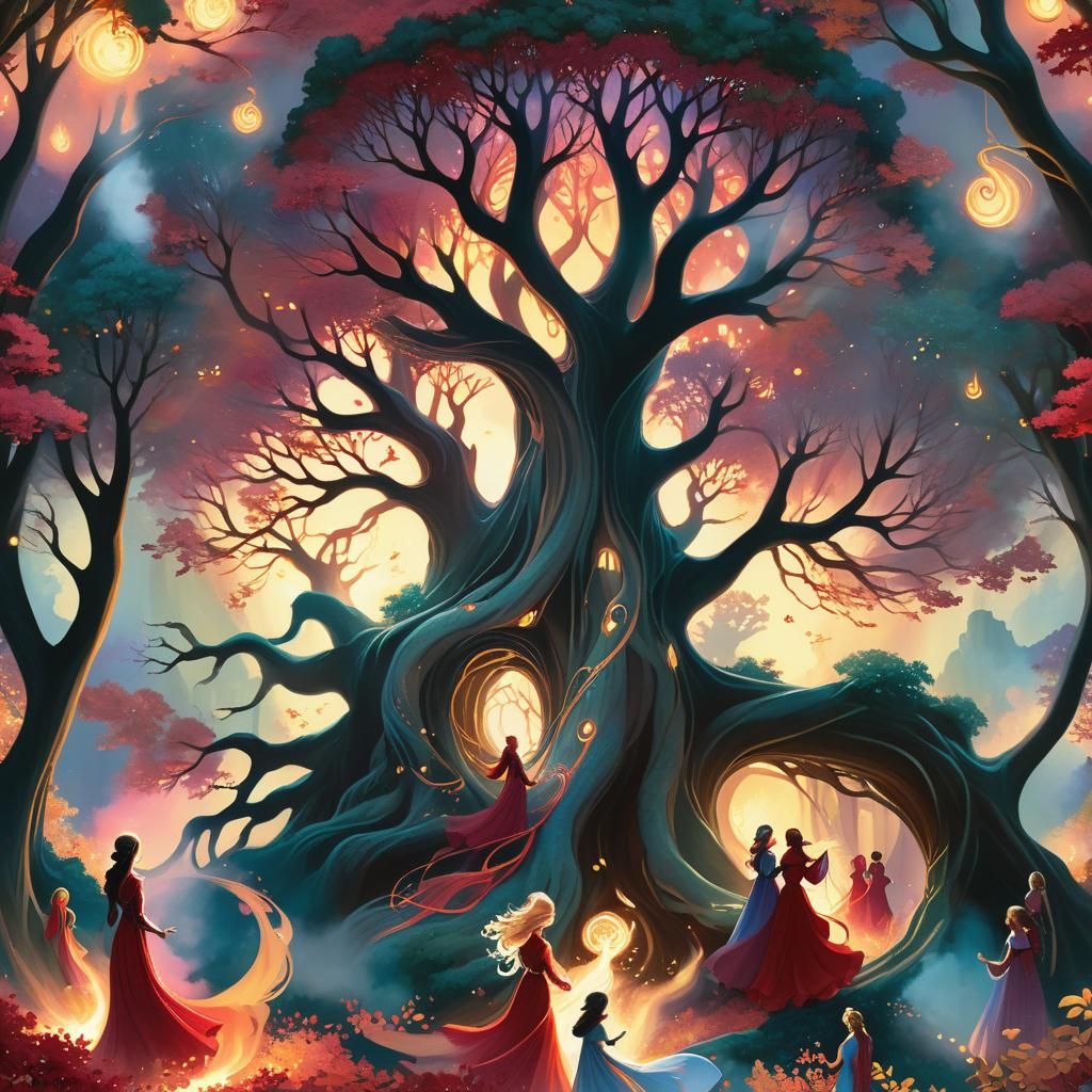 Sisters Weaving Fate Around the World Tree