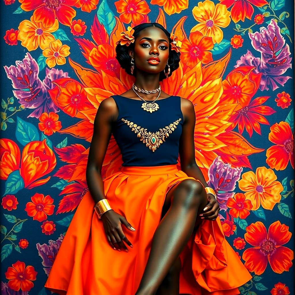 Elegant Women in Lavish Surrealist Environment with Psychede...