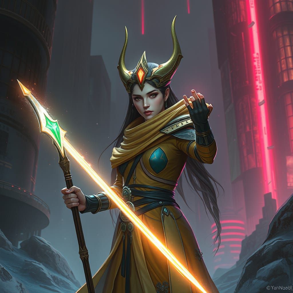 Athena: Cyberpunk Goddess of War Concept Art