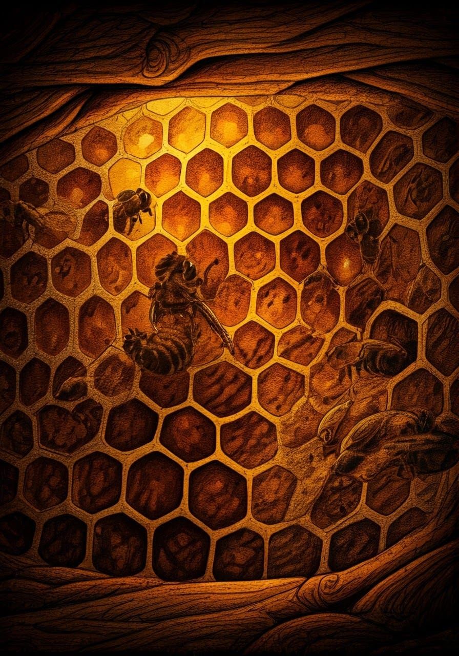 Whimsical Beehive Cityscape in Warm Golden Light