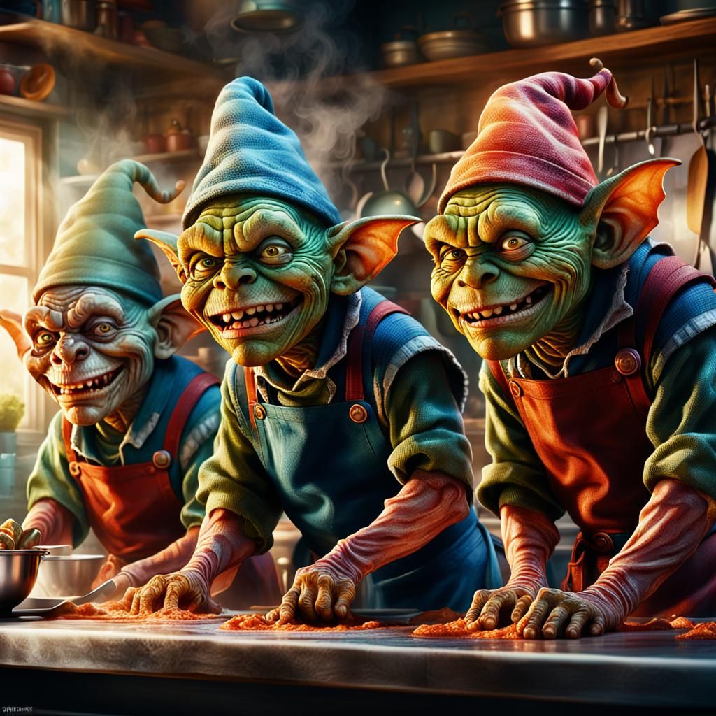 Mischievous Hobgoblins Cause Halloween Havoc: Fantasy Art