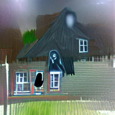 Eerie Black Ghost Haunts Dark House