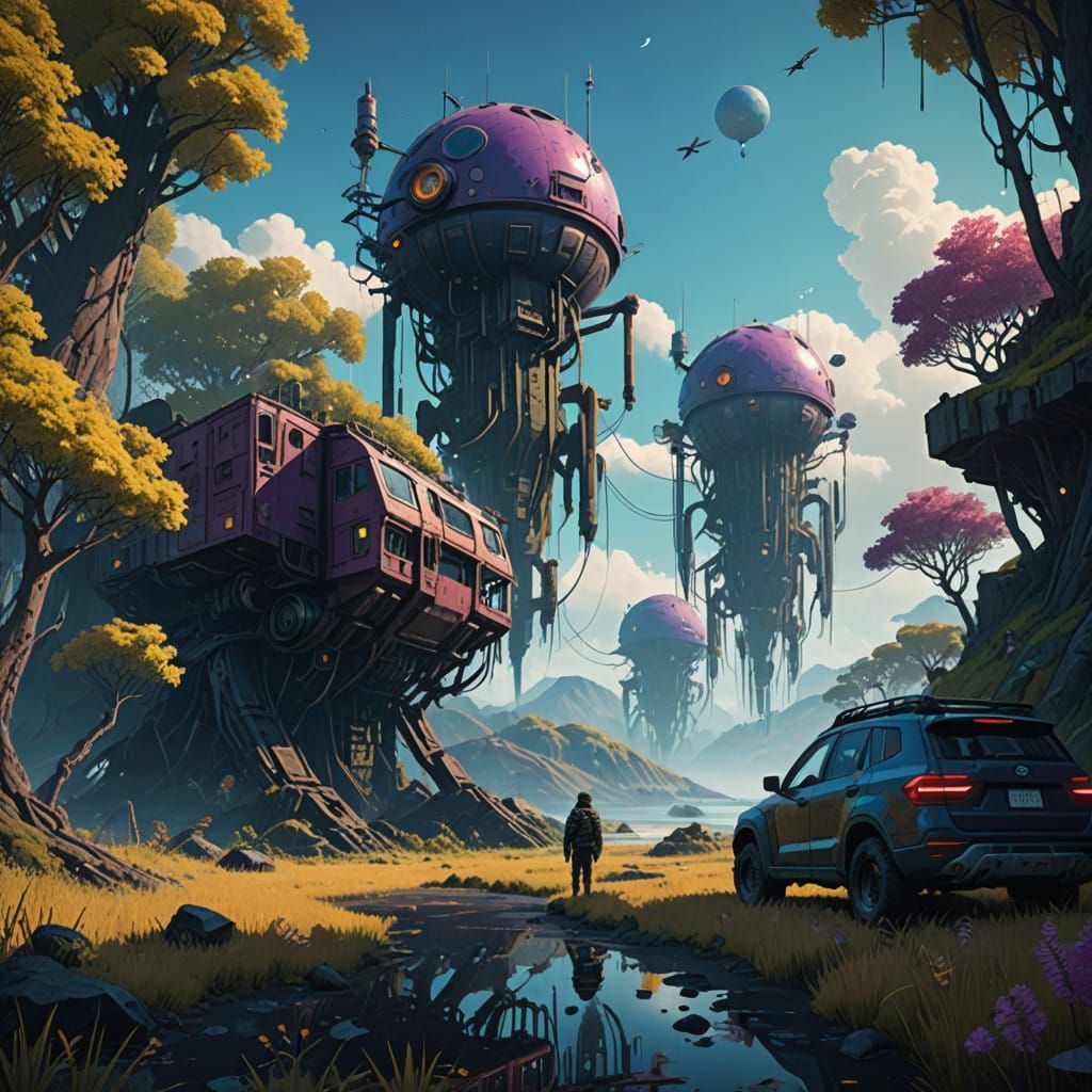 Mystical Kappa Realm in Vibrant, Iridescent Splendor