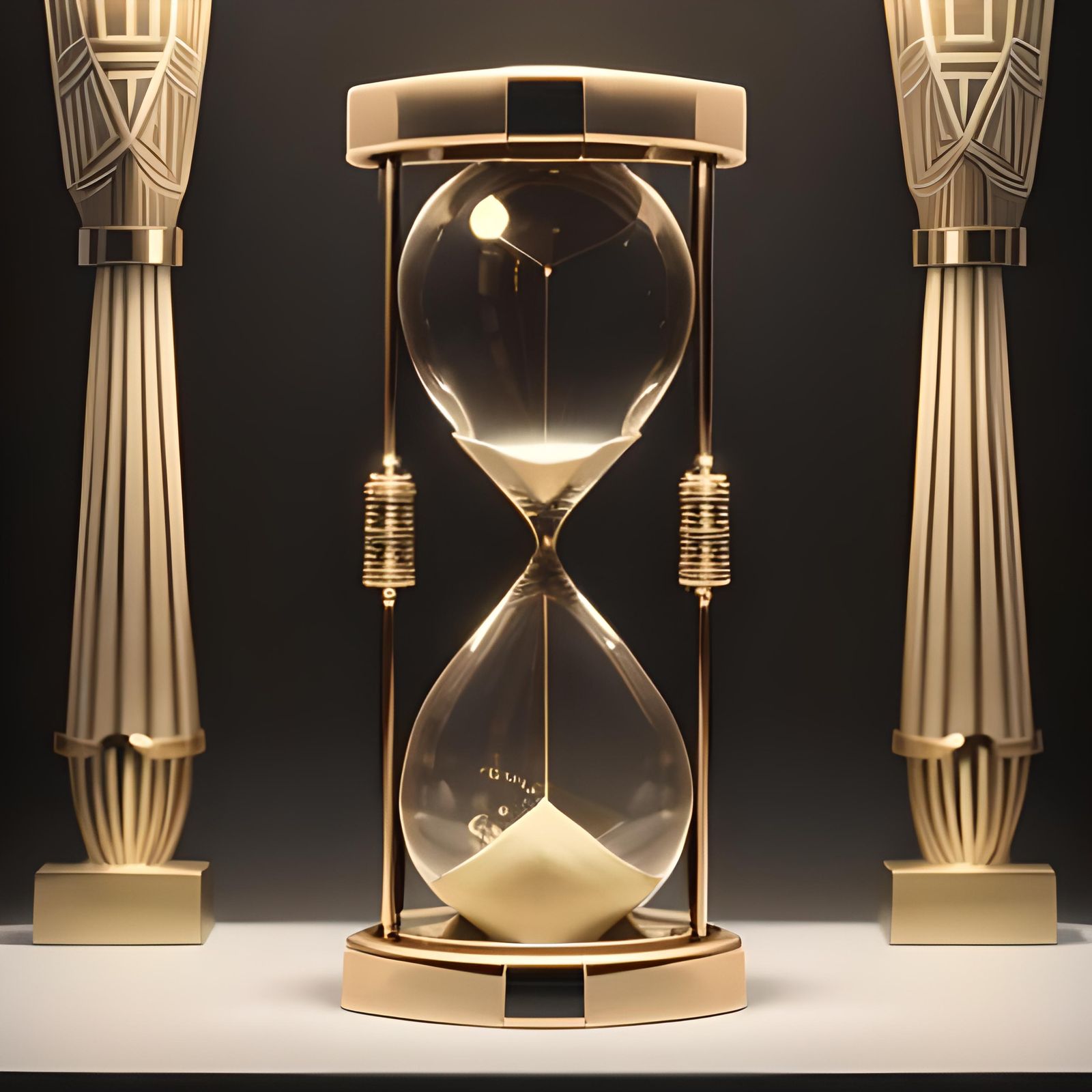 Art Deco Hourglass with Sand Running Down