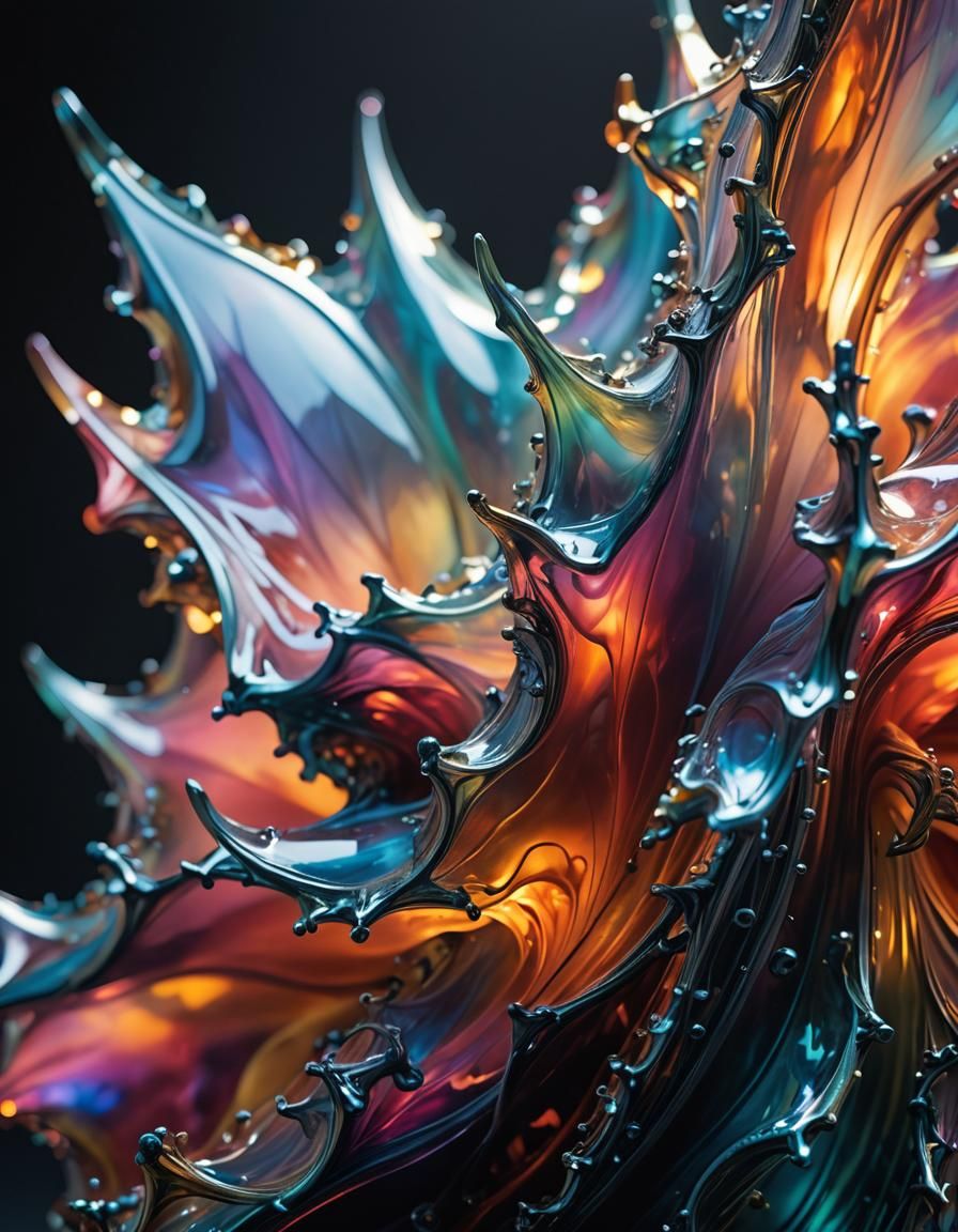 Draconic Abstract Glass Sculpture Dye-Transfer Masterpiece