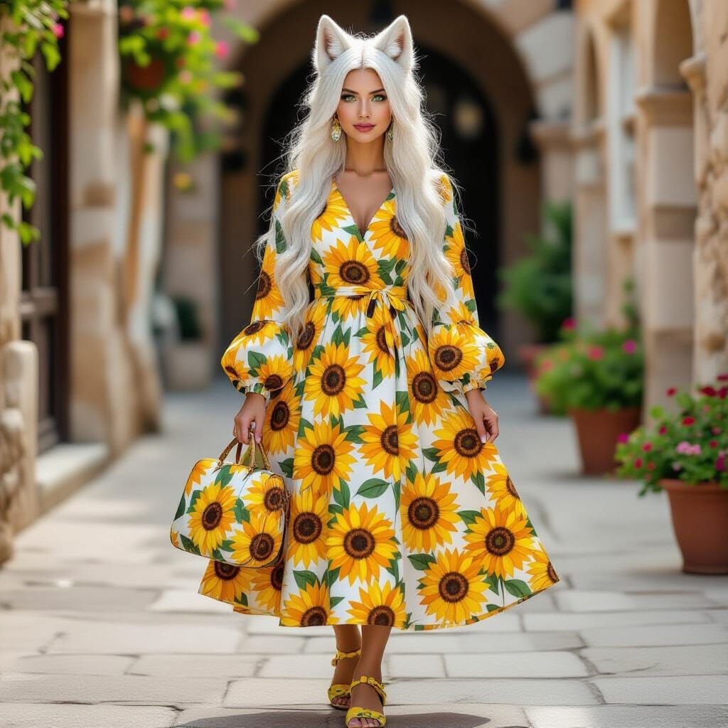 Sunflower Woman with Wolf Ears