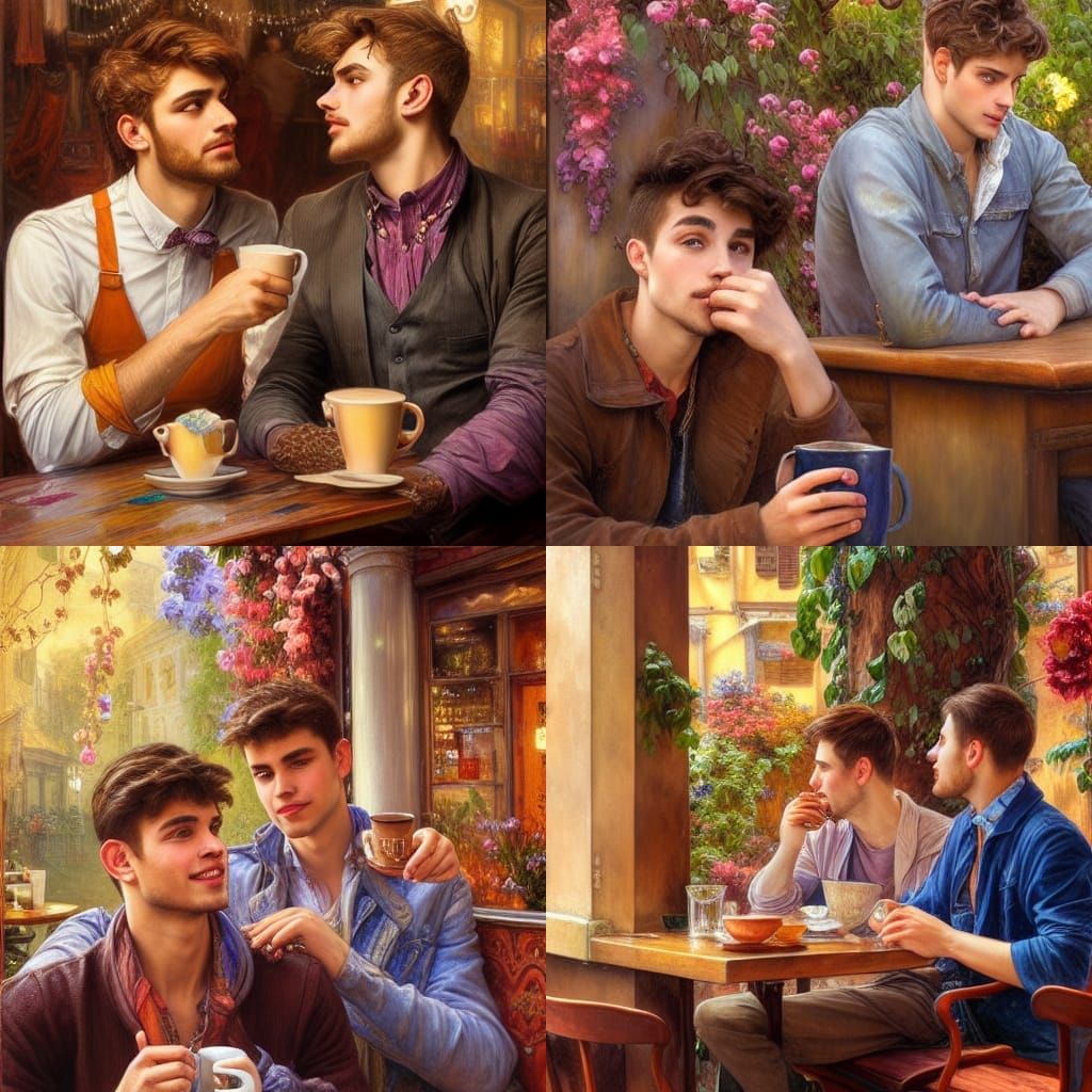 Cafe Scene in Fantasy Art Style