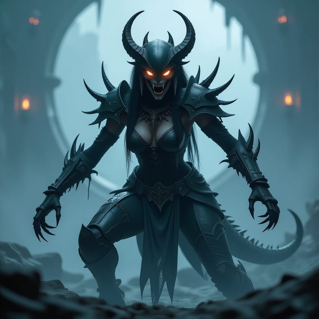 Gothic Anthro Tyranid Warrior in Eerie Light