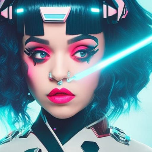 Cyberpunk Melanie Martinez in Neon Dystopia