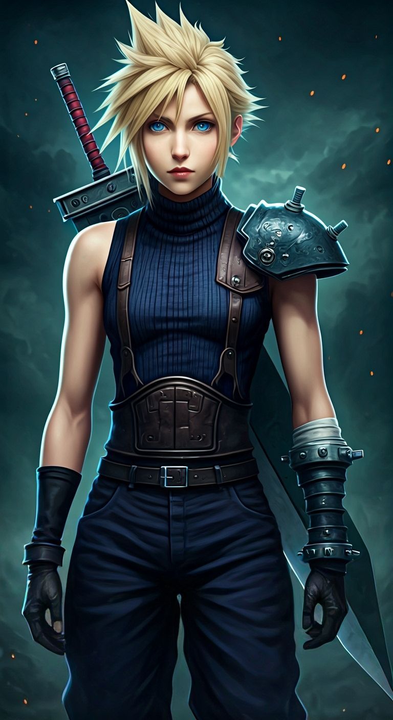 Female Cloud Strife in Moody Midgar Portrait