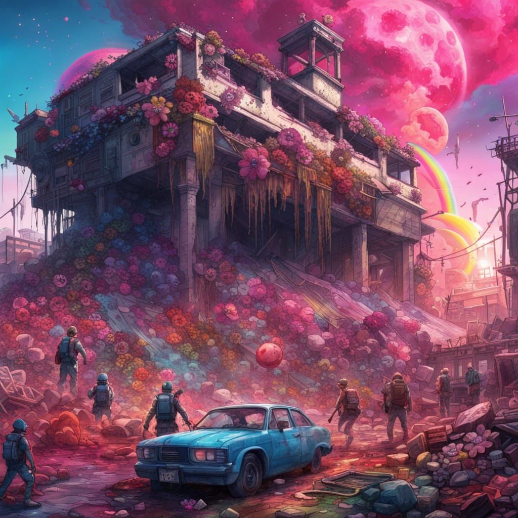 Crying Soldiers in a Apocalyptic Landscape