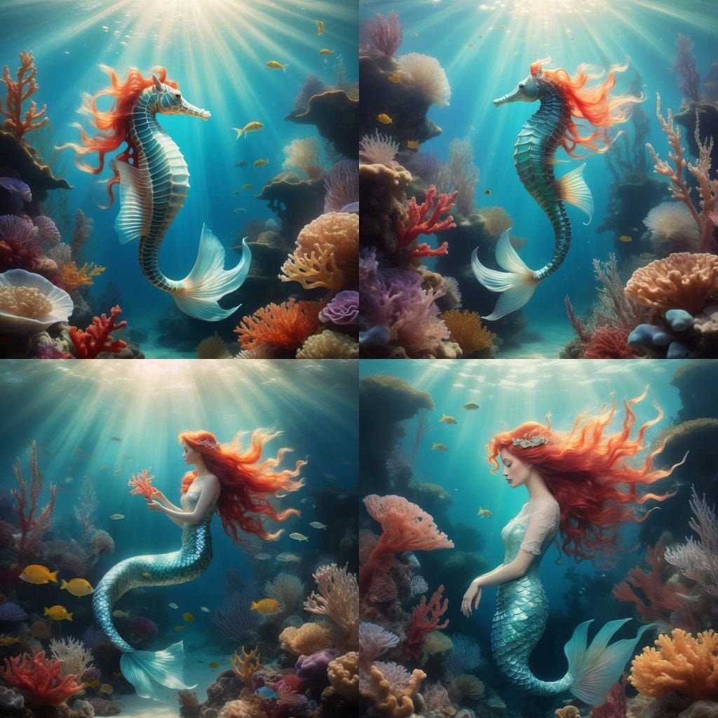 Mermaid in Mystical Underwater Garden