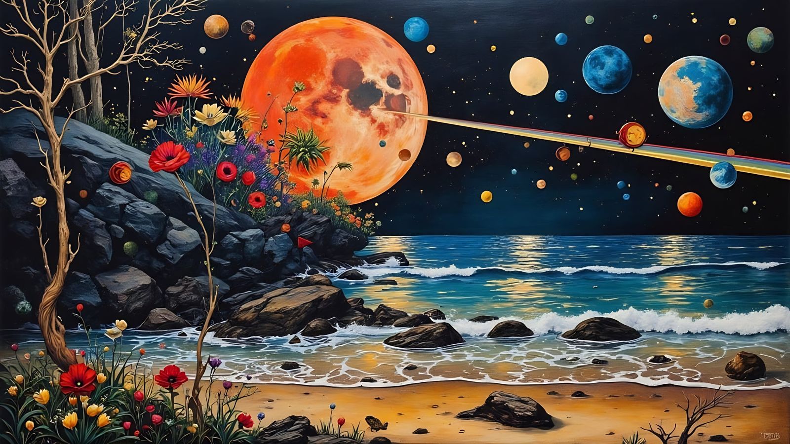 Dark Side of the Moon in Klimt Style