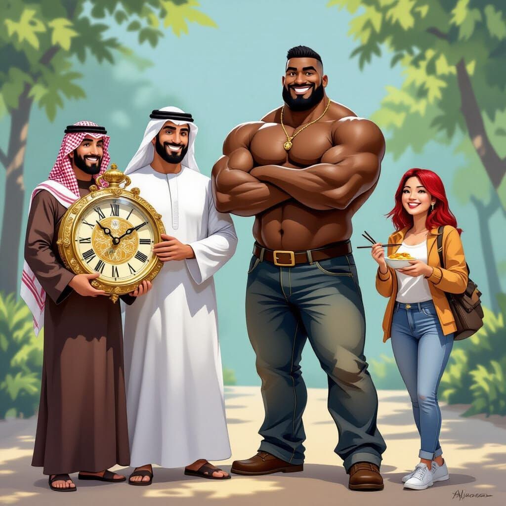 Diverse Friends in Vibrant Graffiti Art Style