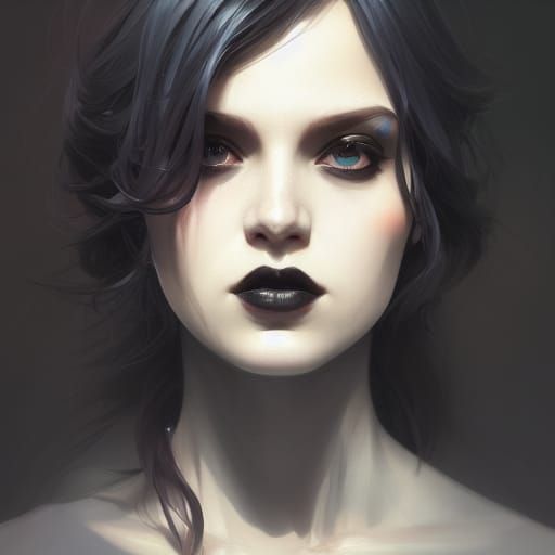 Goth Girlfriend Portrait in Hyperdetailed Digital Art