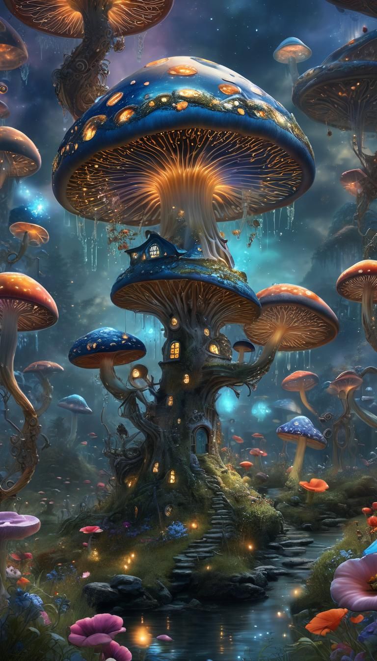 ❤️‍🔥💚<lora:MILLENNIUM MUSHROOM:1.0>VIVID FINE ART💚❤️‍🔥