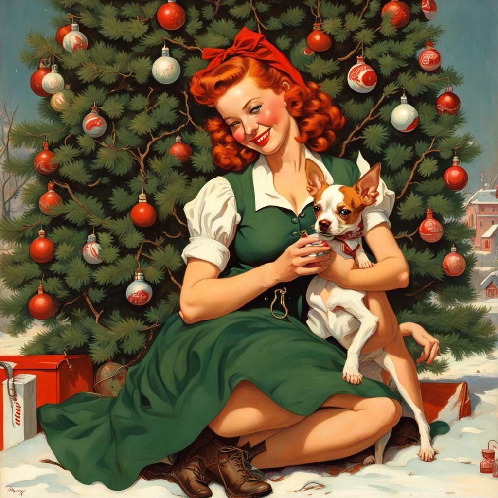 Nostalgic Christmas Scene in Rockwell Style