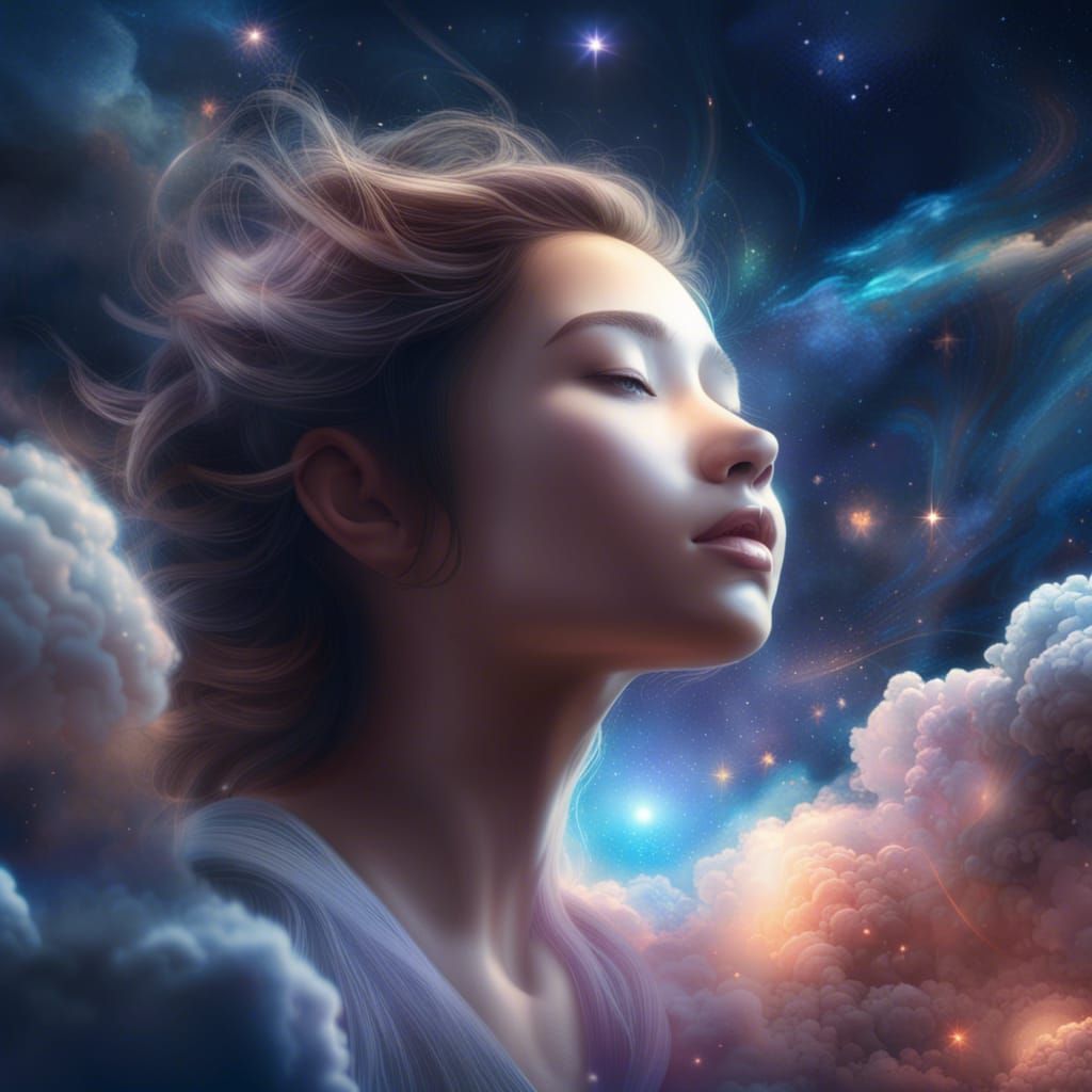 Dreamy Celestial Scene with Starry Sky