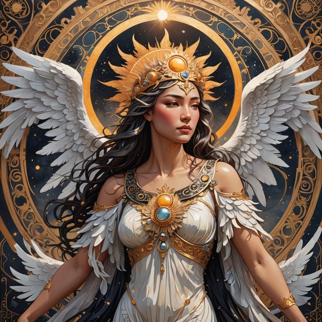 Goddess of Moon and Sun in Art Nouveau Style