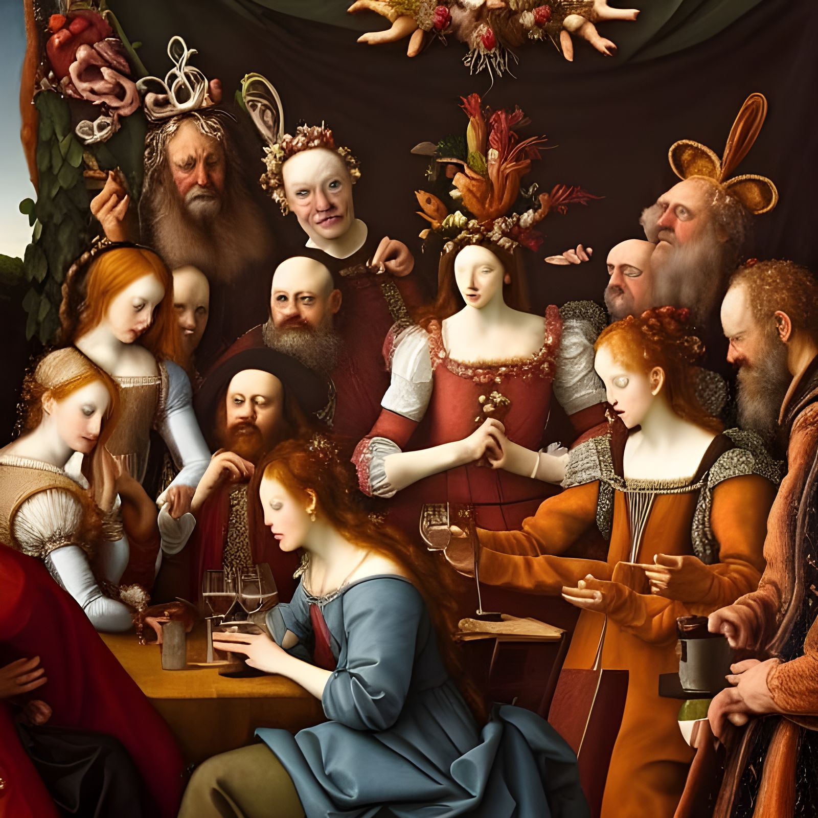 Rich Renaissance Social Gathering Painting