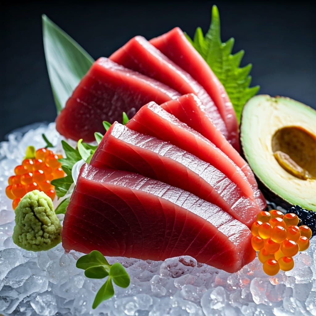 Hyperrealistic Sashimi Still Life in Futuristic Style