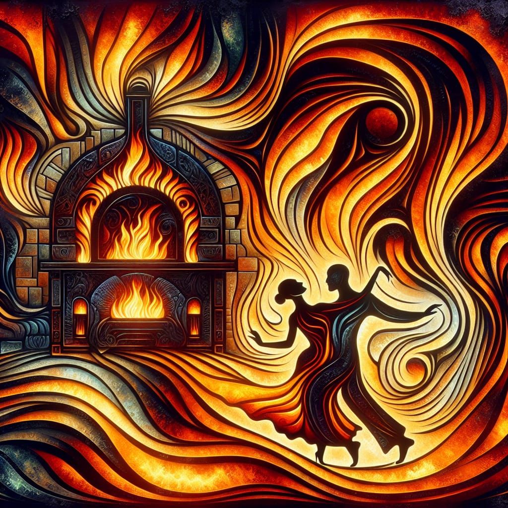 Passionate Dance in Firelight: Abstract Flame Art