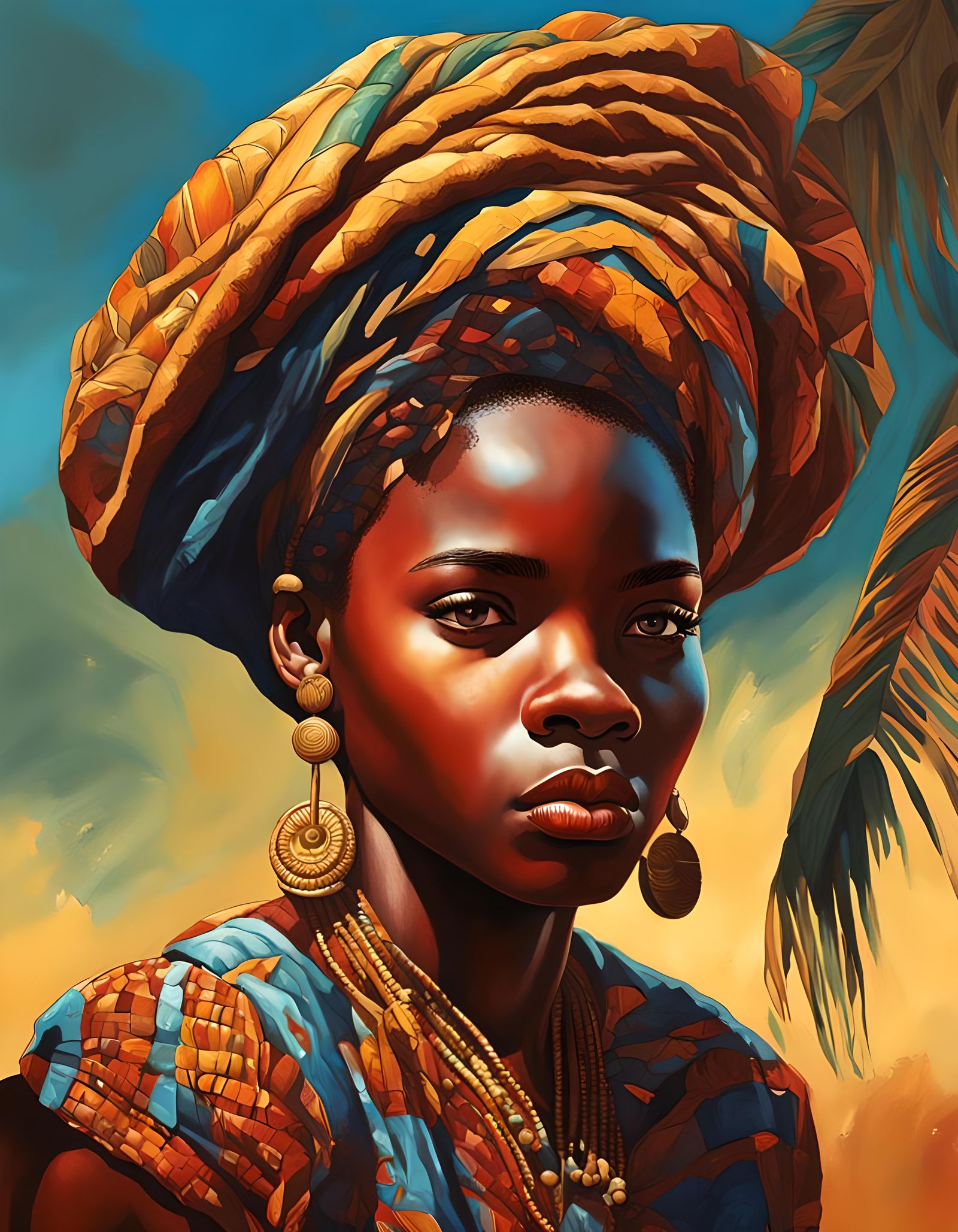 1940s Portrait of African Girl in Hyperrealistic Style