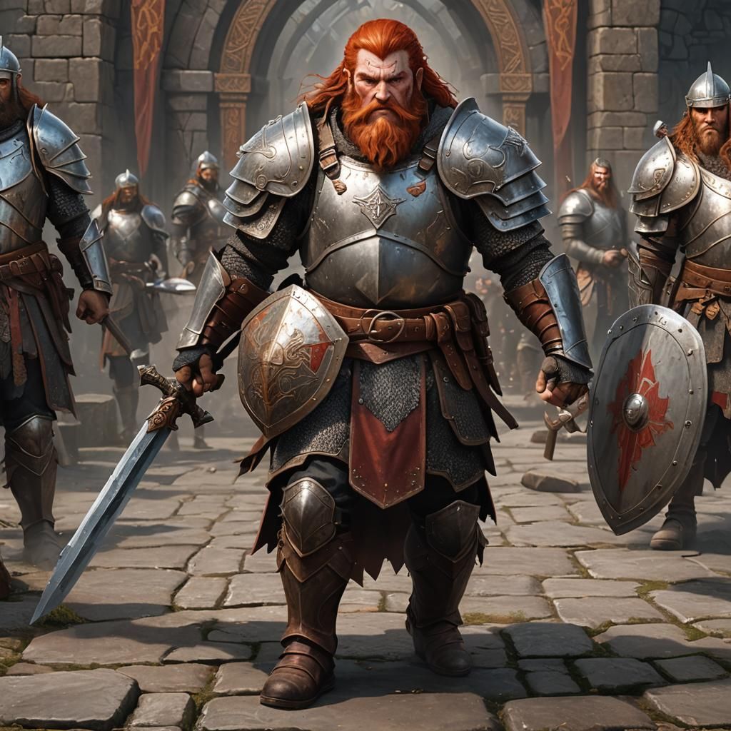 Dwarven Paladin in Hyperrealistic Splash Art