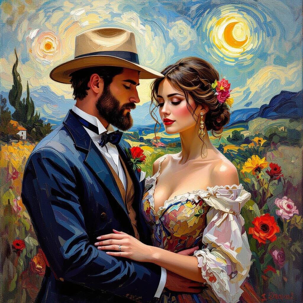 Hyperrealistic Impasto Painting of Elegant Figures