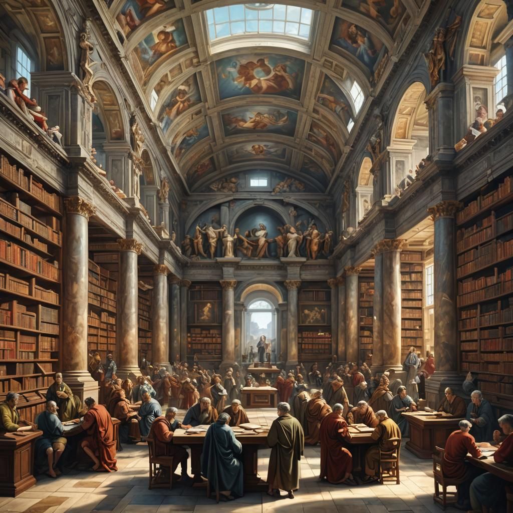 Philosophers Meet in Ancient Roman Library