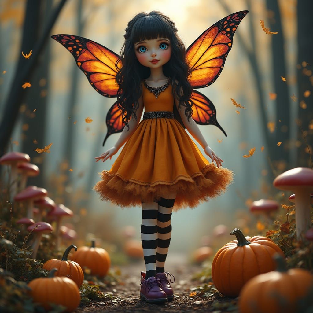 Halloween Fairy in Autumnal Woods: Digital Art