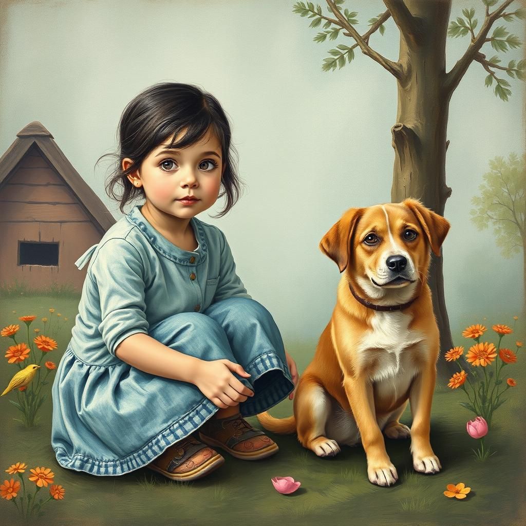 Little girl with her dog 1