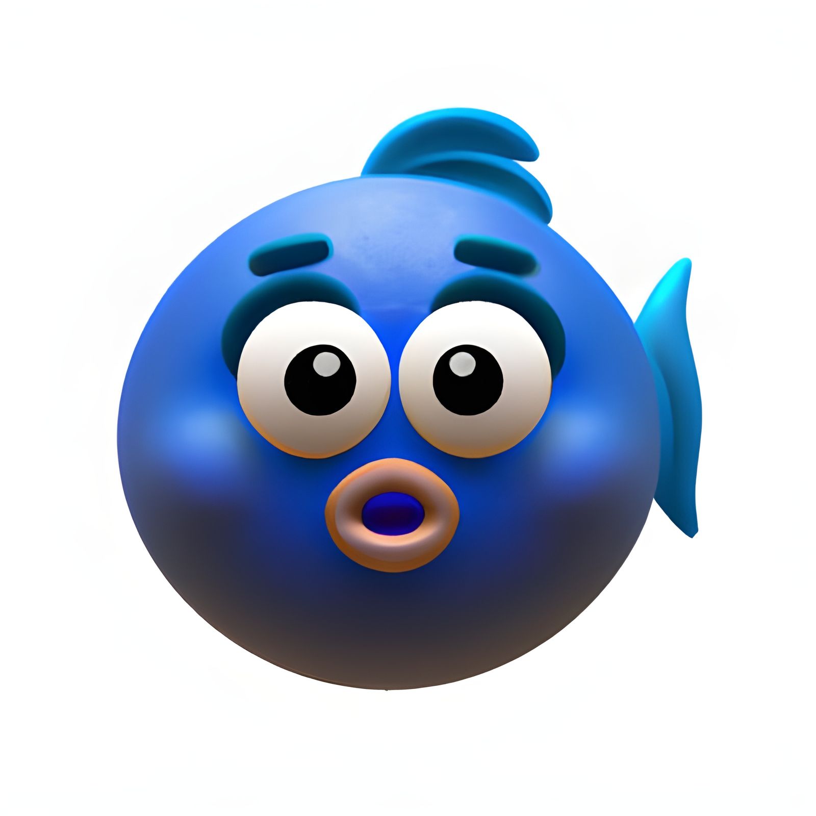3D Render of a Blue Fish Emoji
