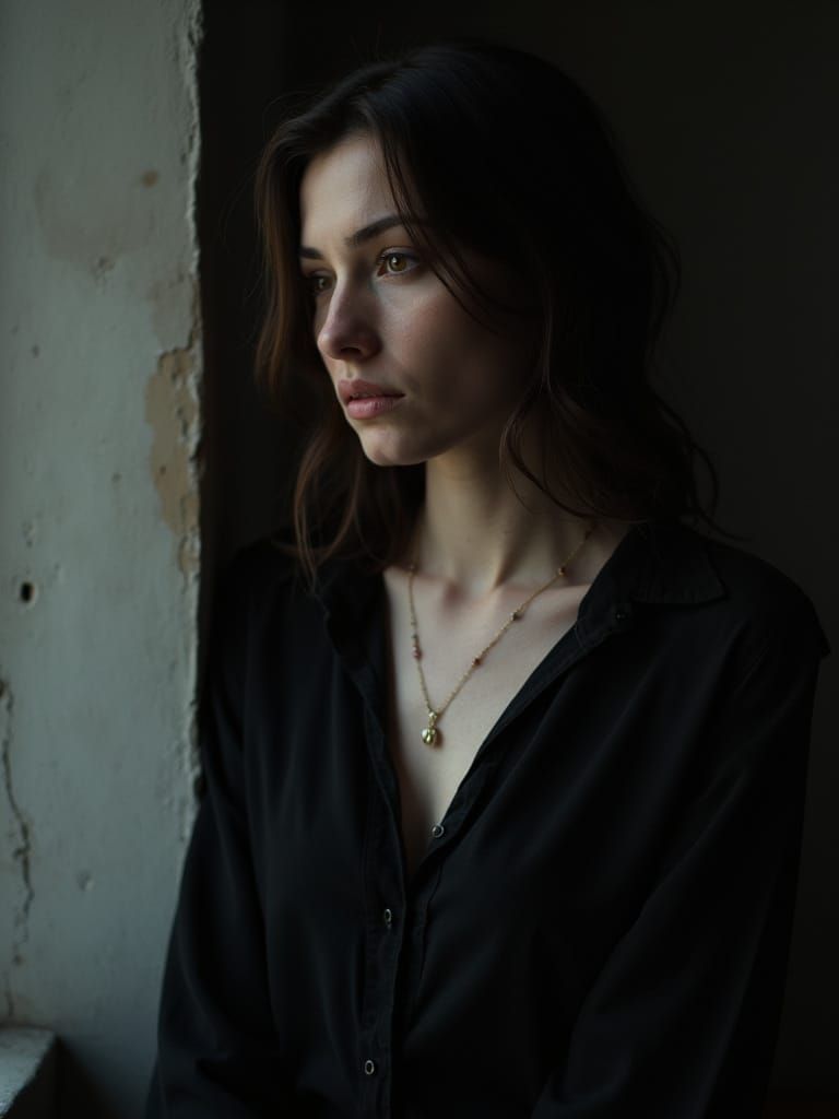 Melancholy Widow in Low Key Photography