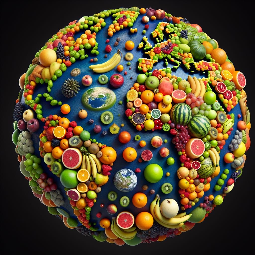 Hyperrealistic Fruit Earth: A 3D Masterpiece