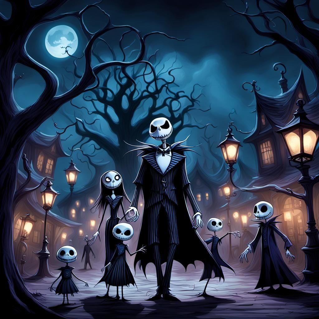 Sinister Family Gathering in a Haunting Dark Fantasy Landsca...