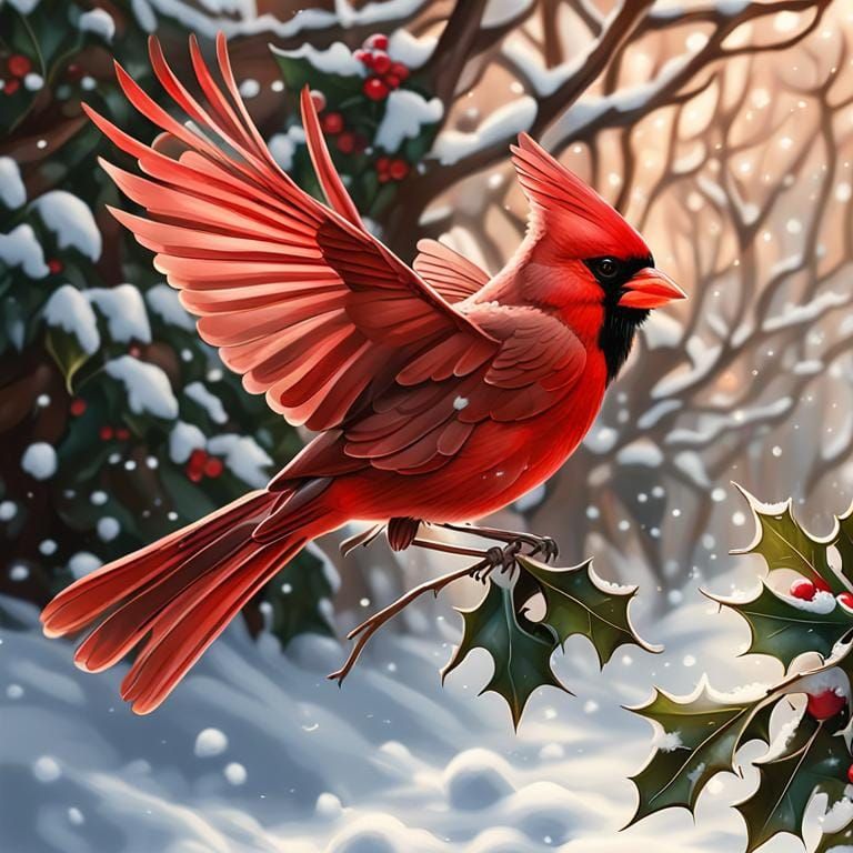 Cardinal Flight in Glitter Graffiti Style