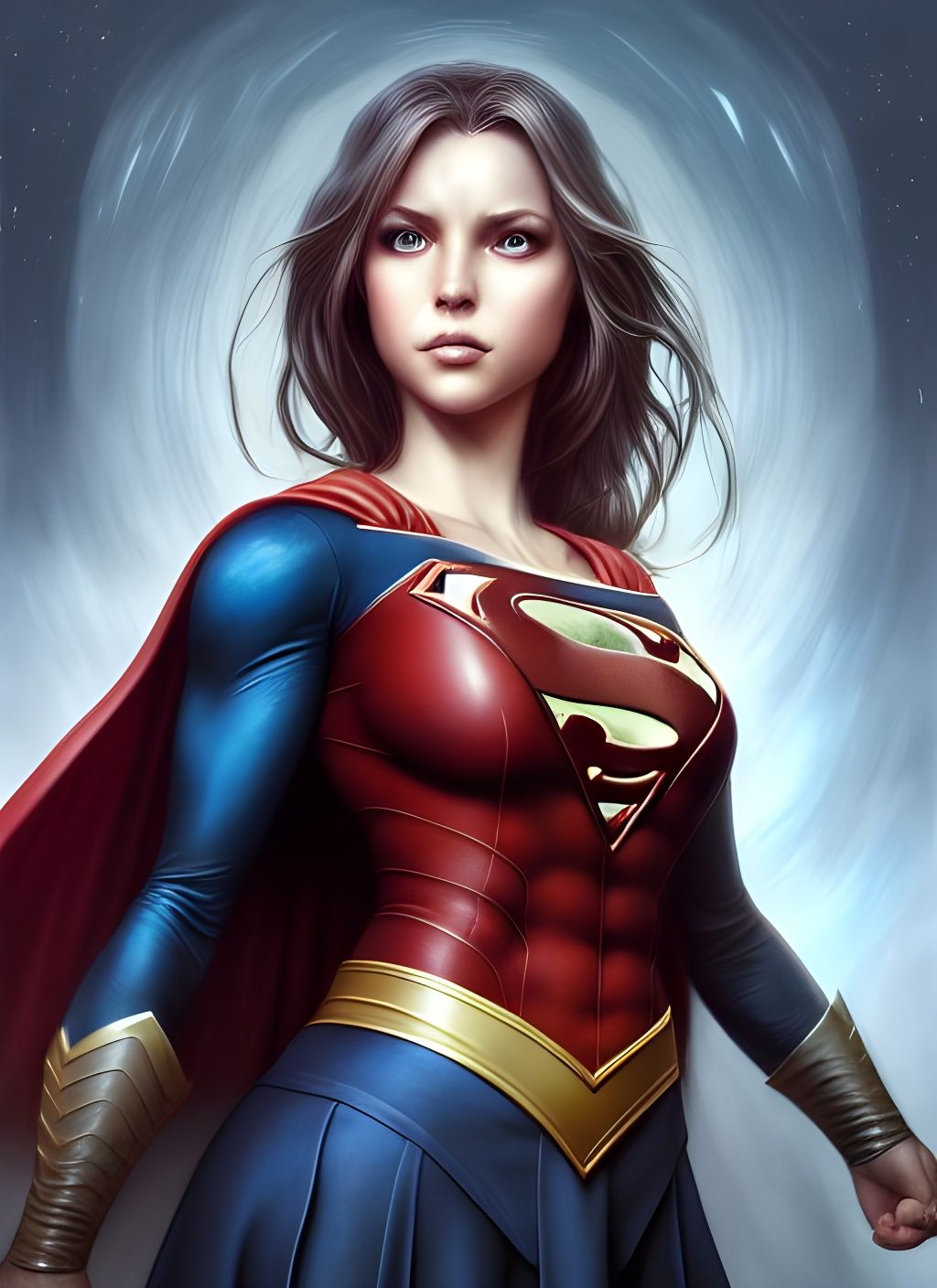 Hyperdetailed Supergirl Portrait in Matte Painting Style