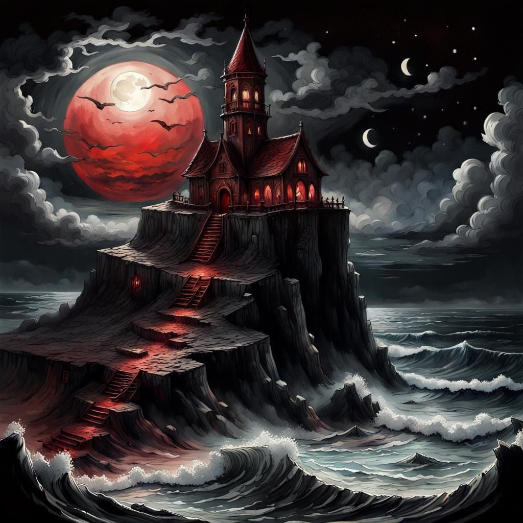 Occult Tower Under Moonlight: A Dark Fantasy Illustration