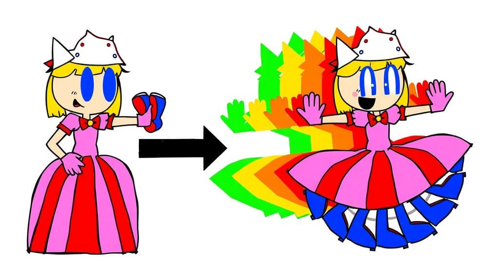 Surreal Anime-Inspired Dance Illustration with Multiplying L...