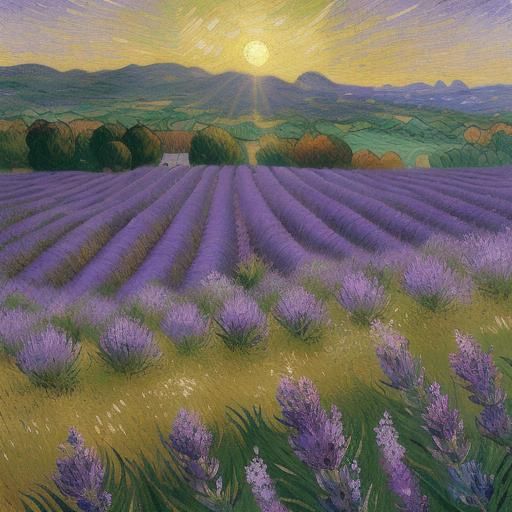 Lavender Field as Impressionist Oil Painting