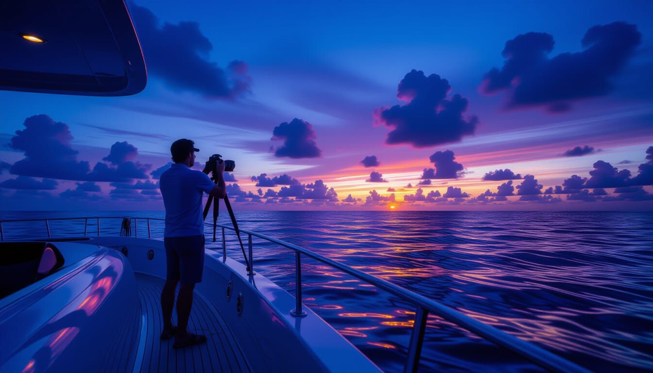 Photographer Captures Dusk Beach from Yacht