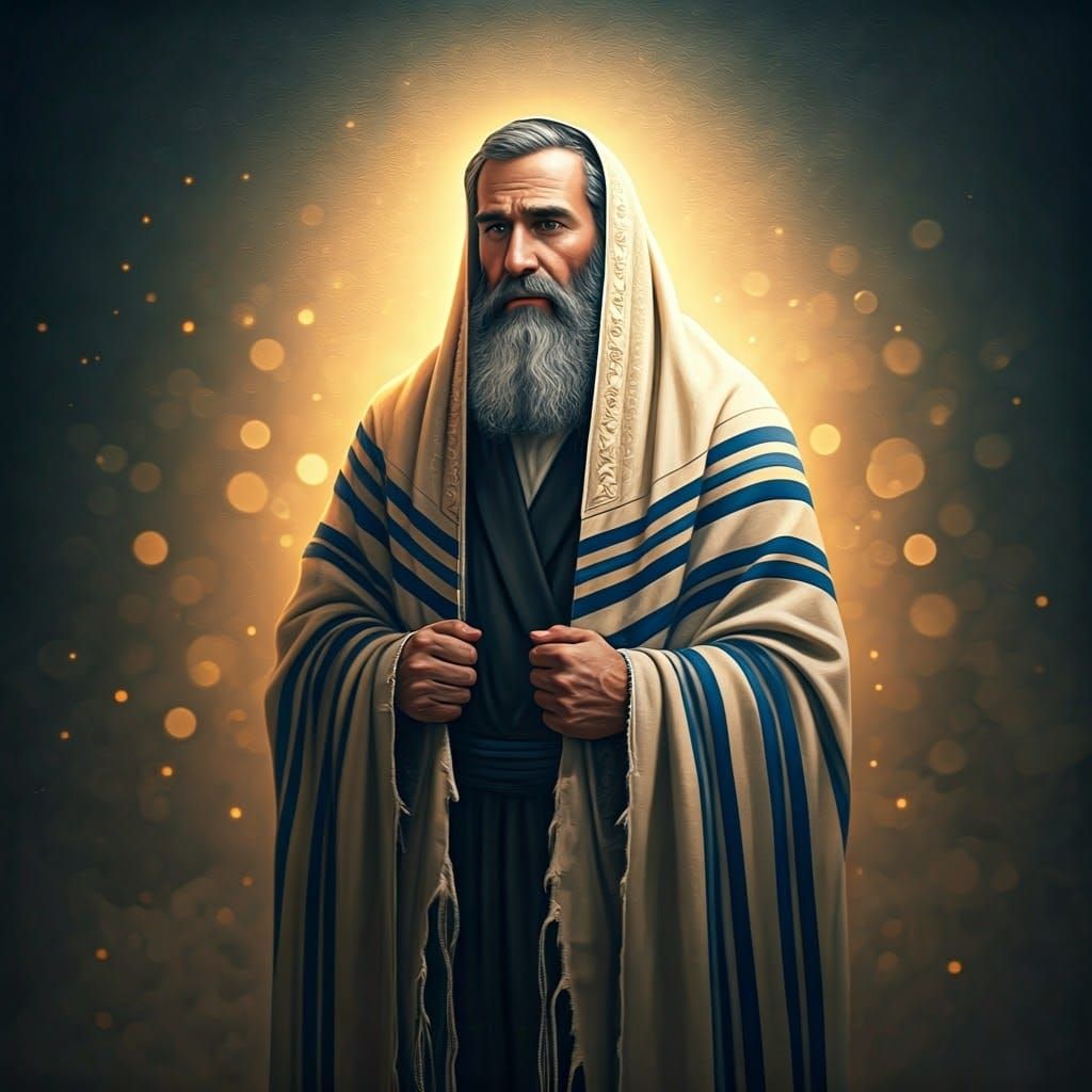 Mystical Man in Tallith with Ethereal Lighting